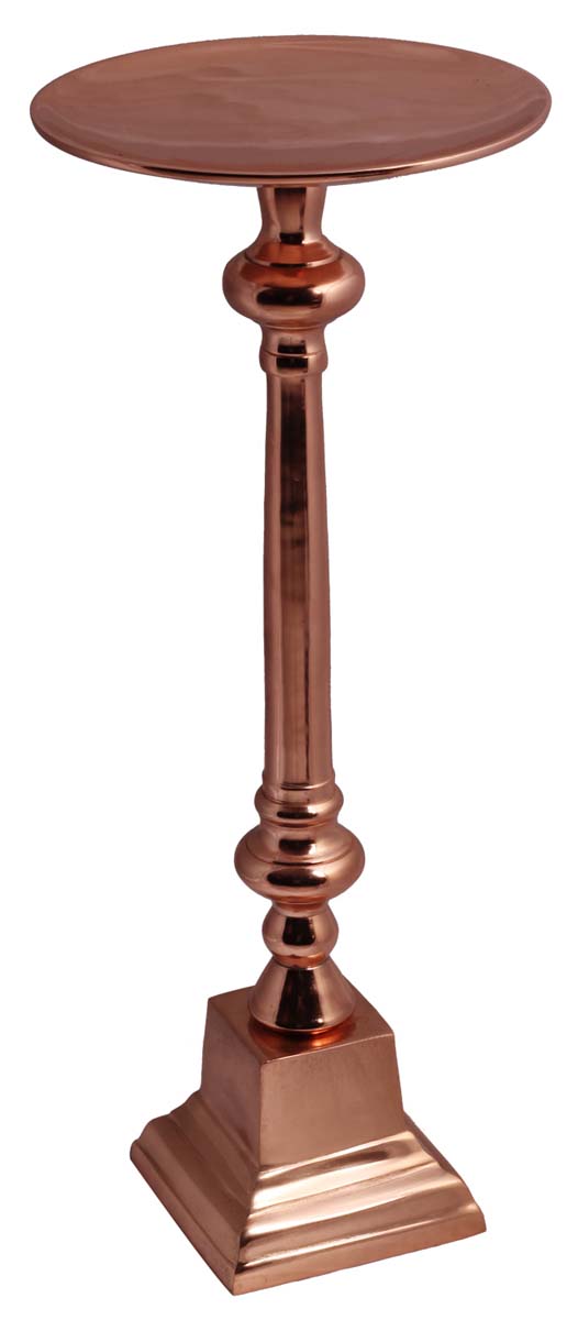 20.5” Aluminum Pedestal Candle-Holder – Copper Finish – Wholesale Vintage-Look Décor / Housewarming Gifts